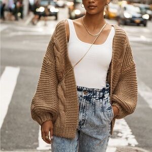 Böhme | Maren Cable-Knit Cardigan (Taupe)